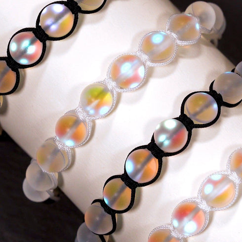 Weiß | Regenbogenweiß | Silber | Meerjungfrau Glas Charmballa Armband